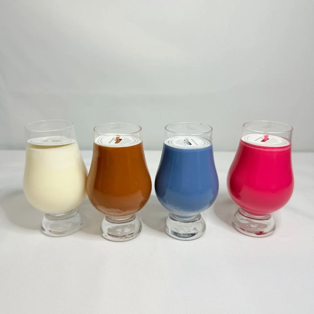 Glencairn B+ Bourbon Candles Hand Poured Scented Glass Set‎ of 4 Fathers Day